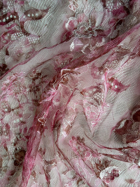 Rosa bedruckte Chantilly-Spitze - P190