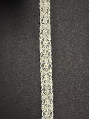 Elfenbeinfarben/Transparent, Perlen-Paillettenborte – T955