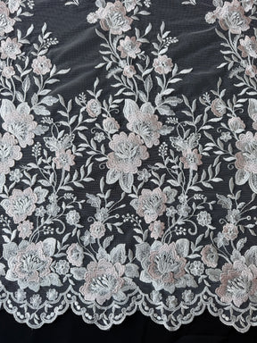 Elfenbeinfarbene und rosafarbene Stickspitze - EB5032