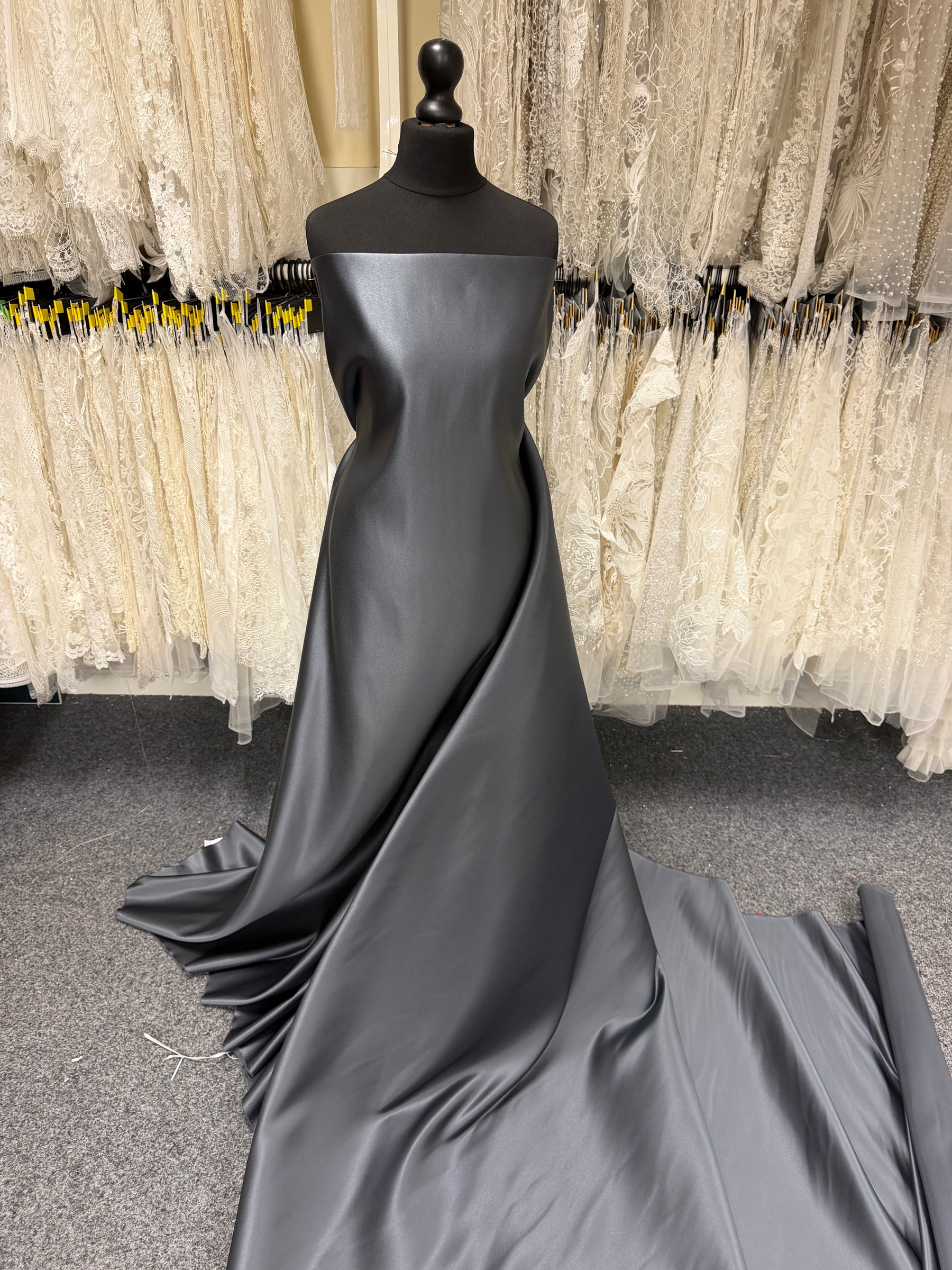 Gun Metal Grey Polyester Satin – Classique (CF)