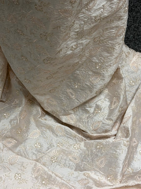 Dupionstoff mit Stickerei in Rosa – Delyth