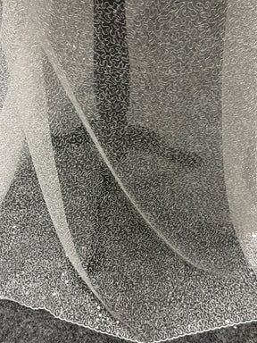 Elfenbeinfarbener, bestickter Paillettentüll – EB3001