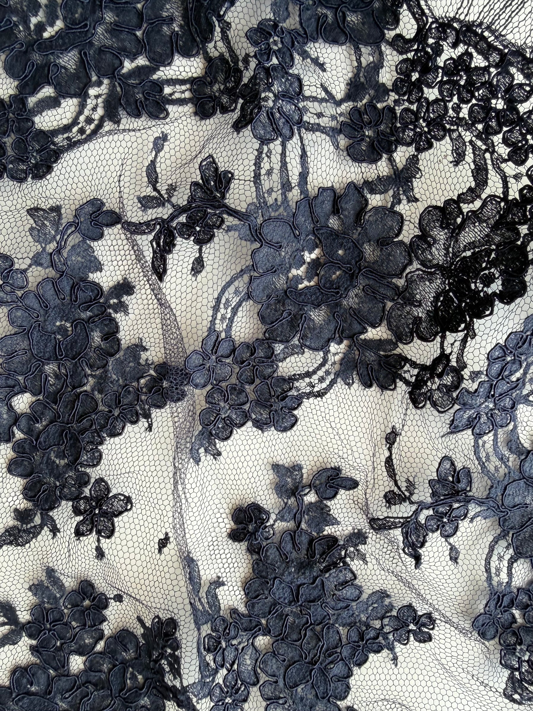 Marineblau Kordel-Chantilly-Spitze - P237