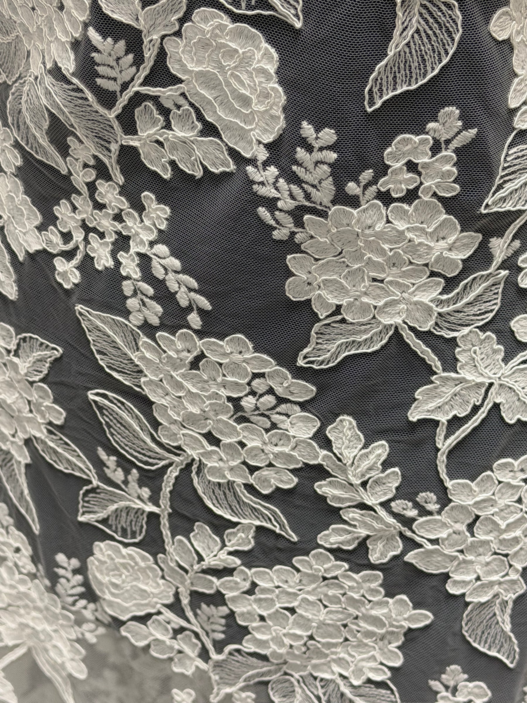 Ivory Italian Corded Embroidered Lace - Paysley