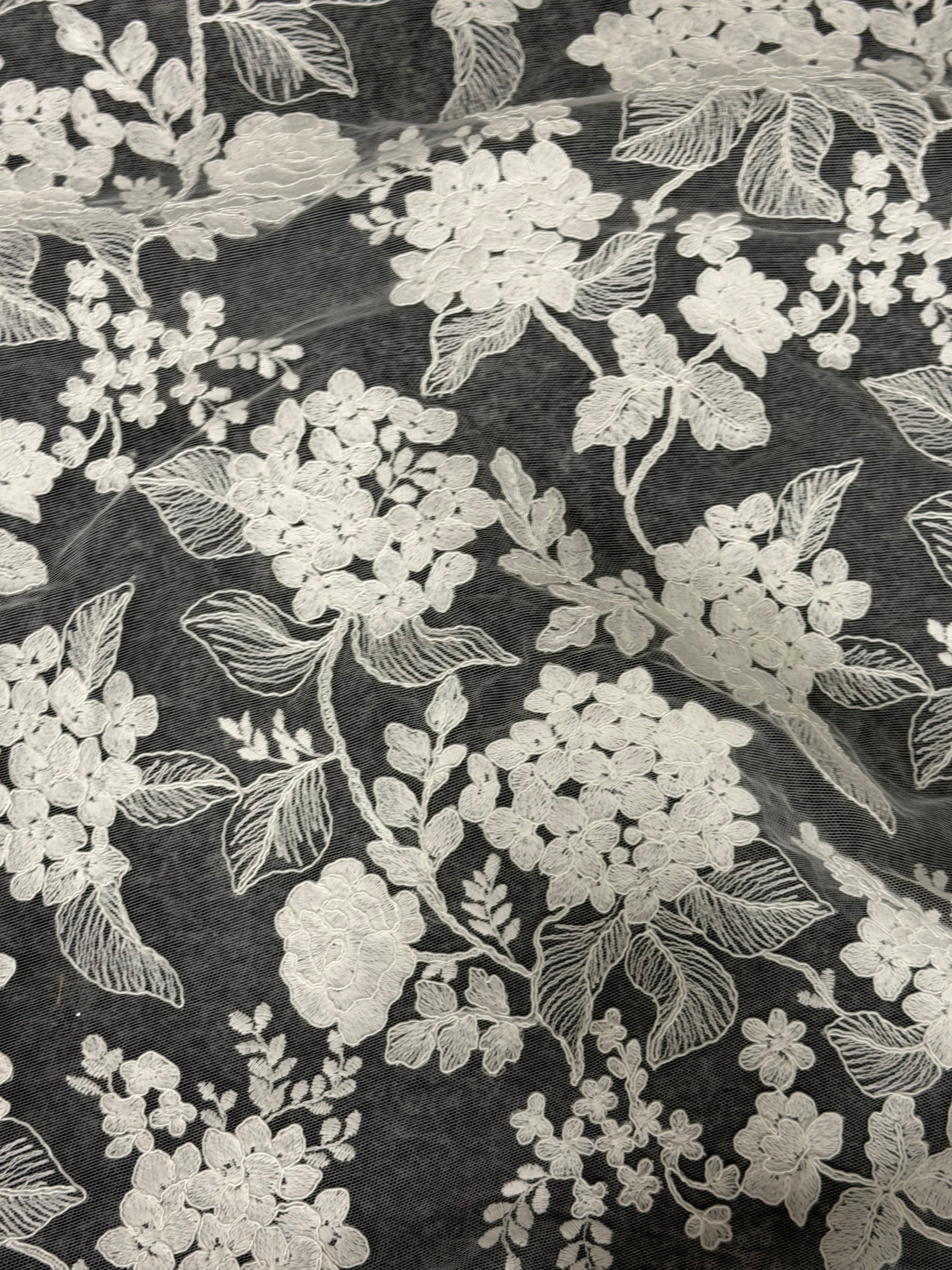Ivory Italian Corded Embroidered Lace - Paysley