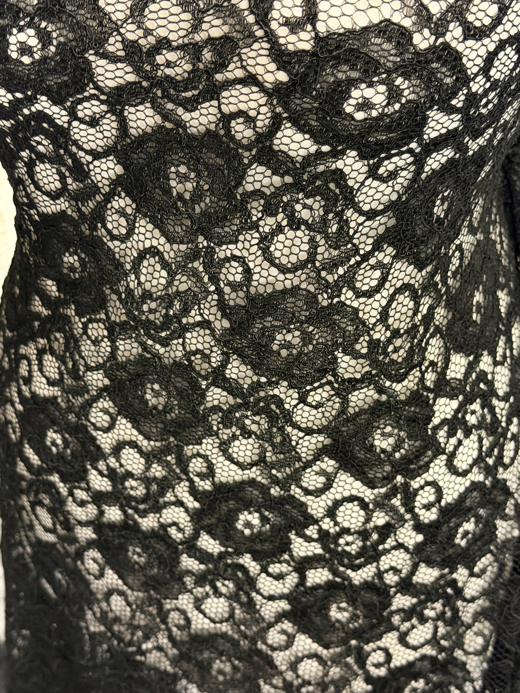 Black Corded Stretch Lace - P619