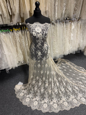 Champagne Hand Beaded Raschel Lace - Ashley