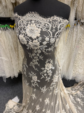 Champagne Hand Beaded Raschel Lace - Ashley