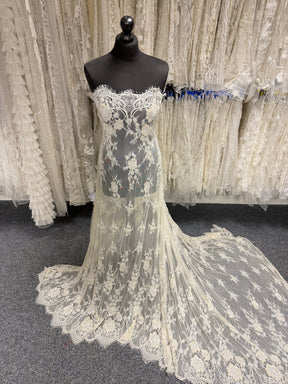 Dark Ivory Hand Beaded Raschel Lace - Ashley