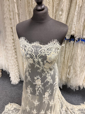 Dark Ivory Hand Beaded Raschel Lace - Ashley