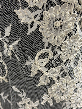 Ivory Beaded Raschel Lace - P366