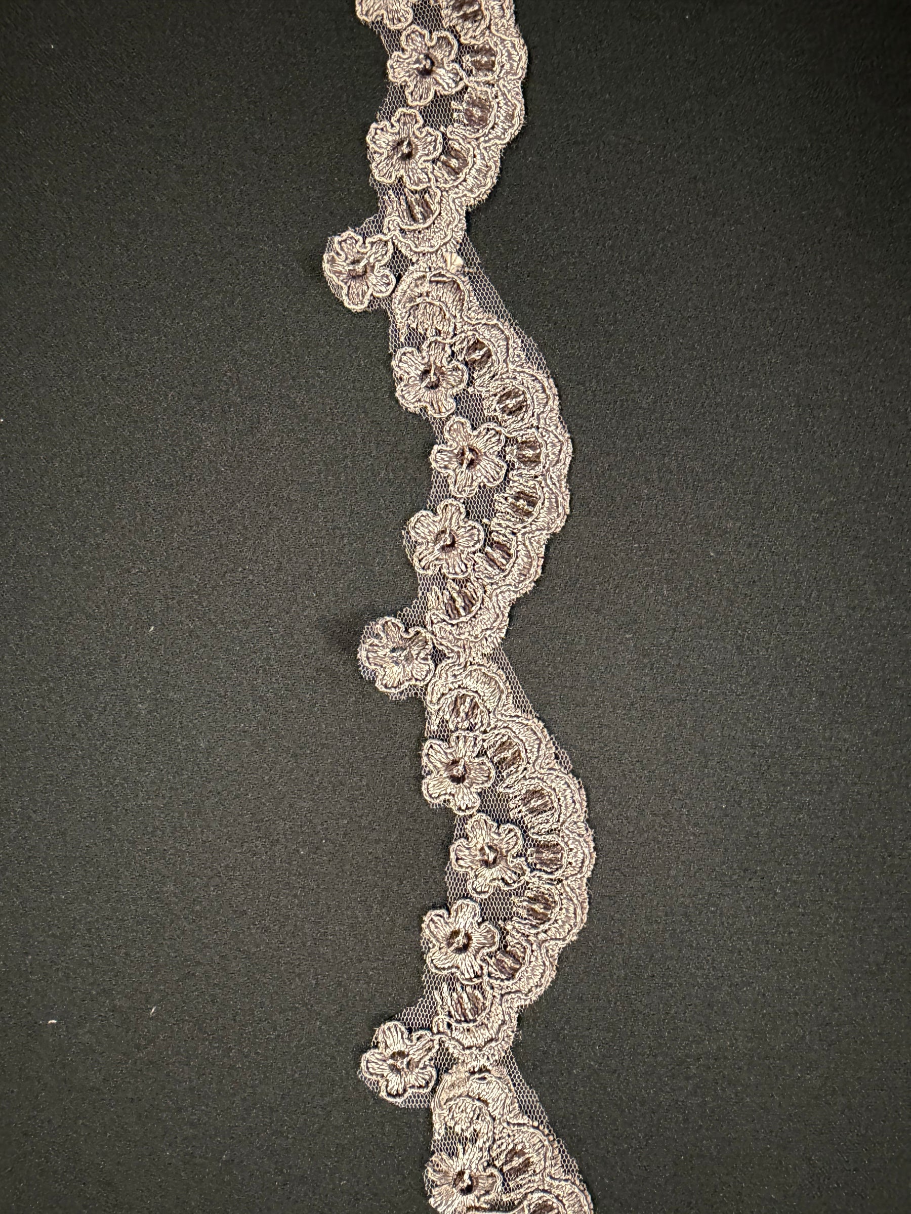 Taupefarbene, kordierte Paillettenborte - T713