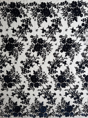 Schwarze und marineblauen 3D-Samtspitze - EB3056