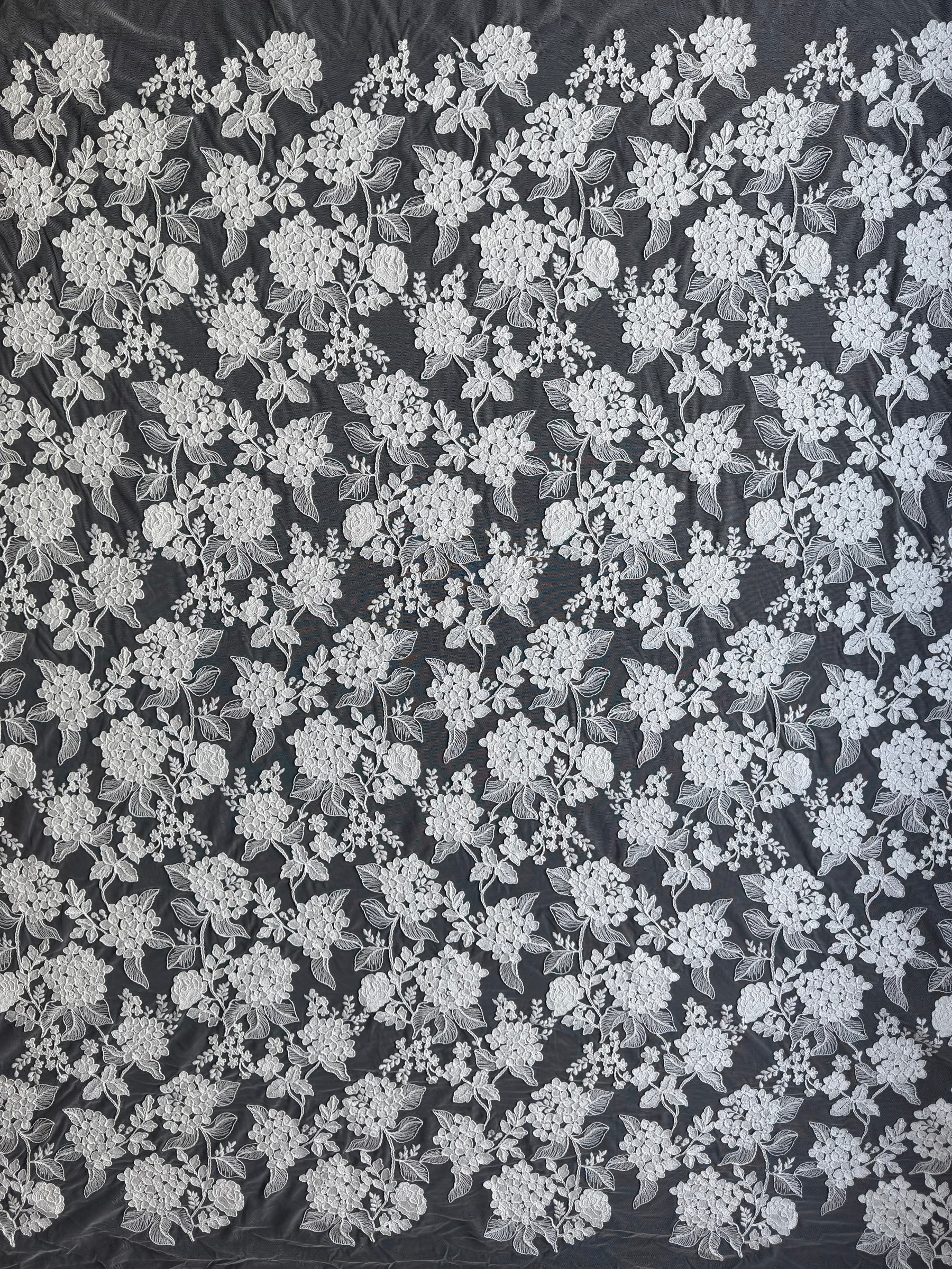 Ivory Italian Corded Embroidered Lace - Paysley