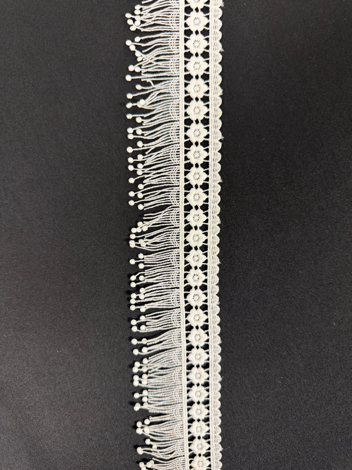 Ivory Fringed Guipure Lace Trim - EH4008
