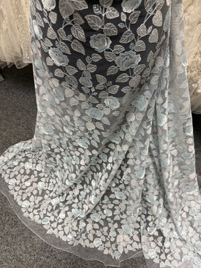 Silberne und blaue Stickspitze - EB5042