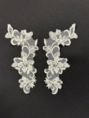 Elfenbeinfarbene Organza-Spitzenapplikationen – T108