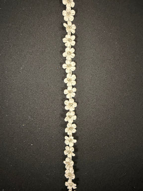 Elfenbein 3D Satinblume mit Kristallrand - EH1019