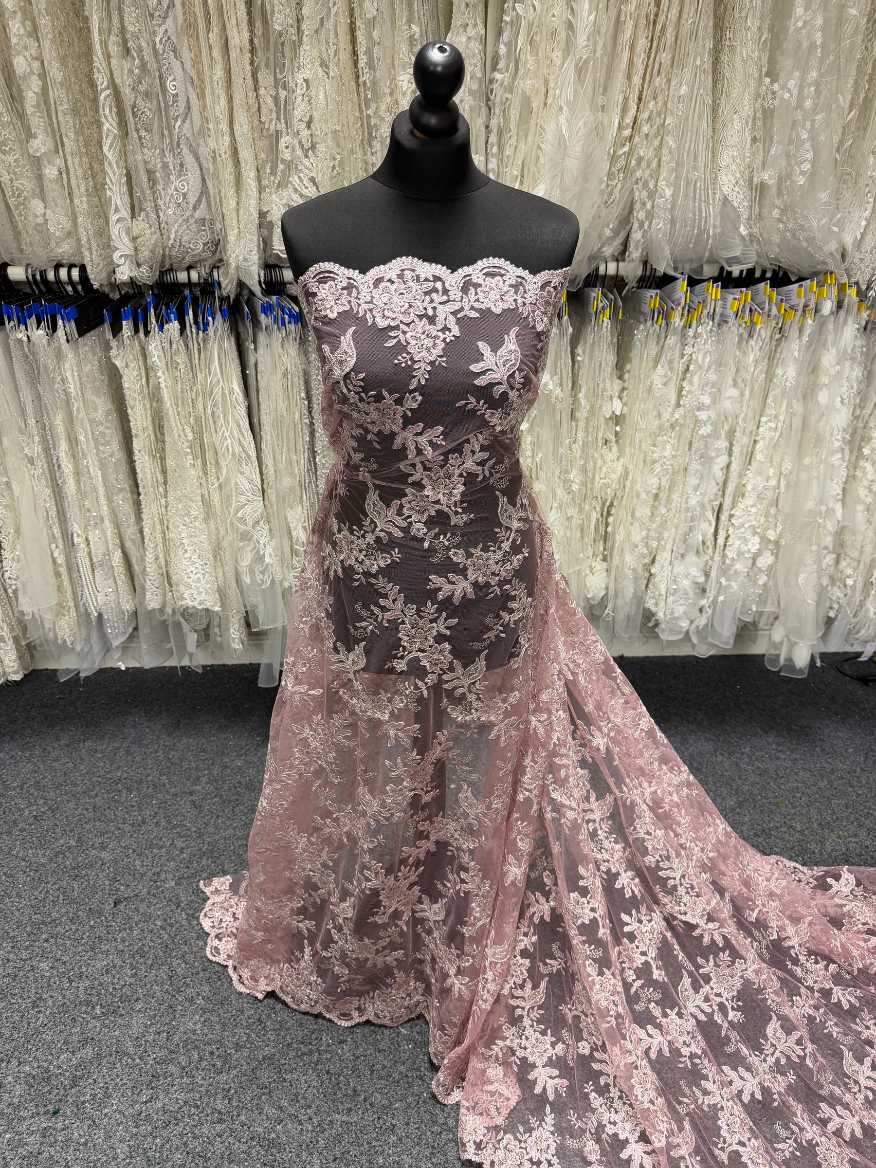 Pink and Silver Corded Lace - P816