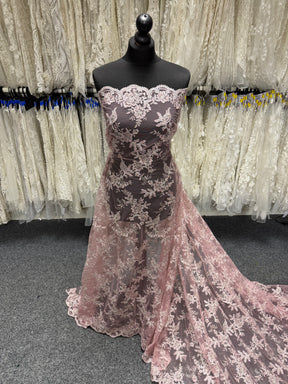 Pink and Silver Corded Lace - P816