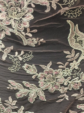 Pink and Silver Corded Lace - P816