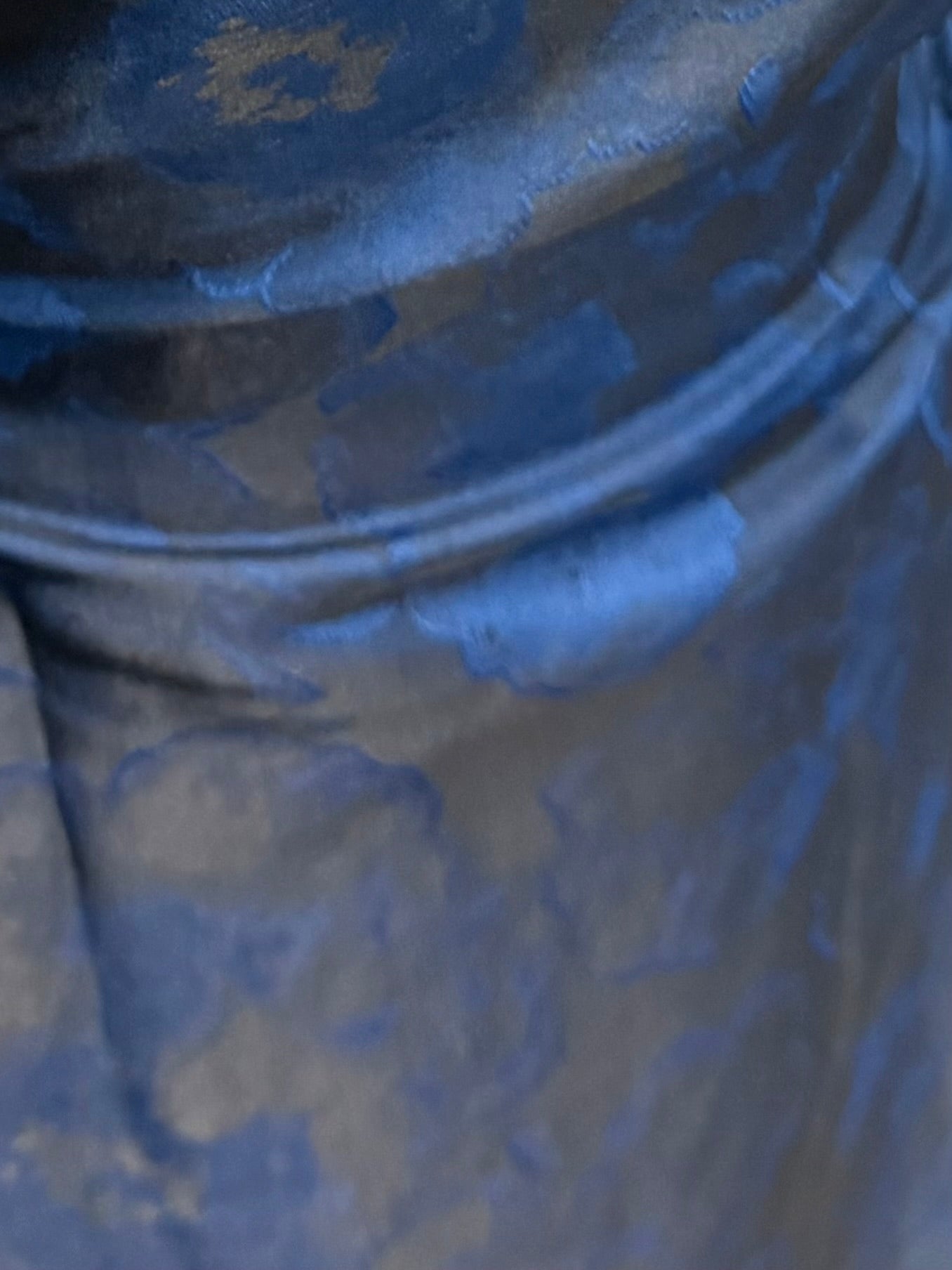 Marineblaue Seiden-Poly-Voile-Jacquard - P668