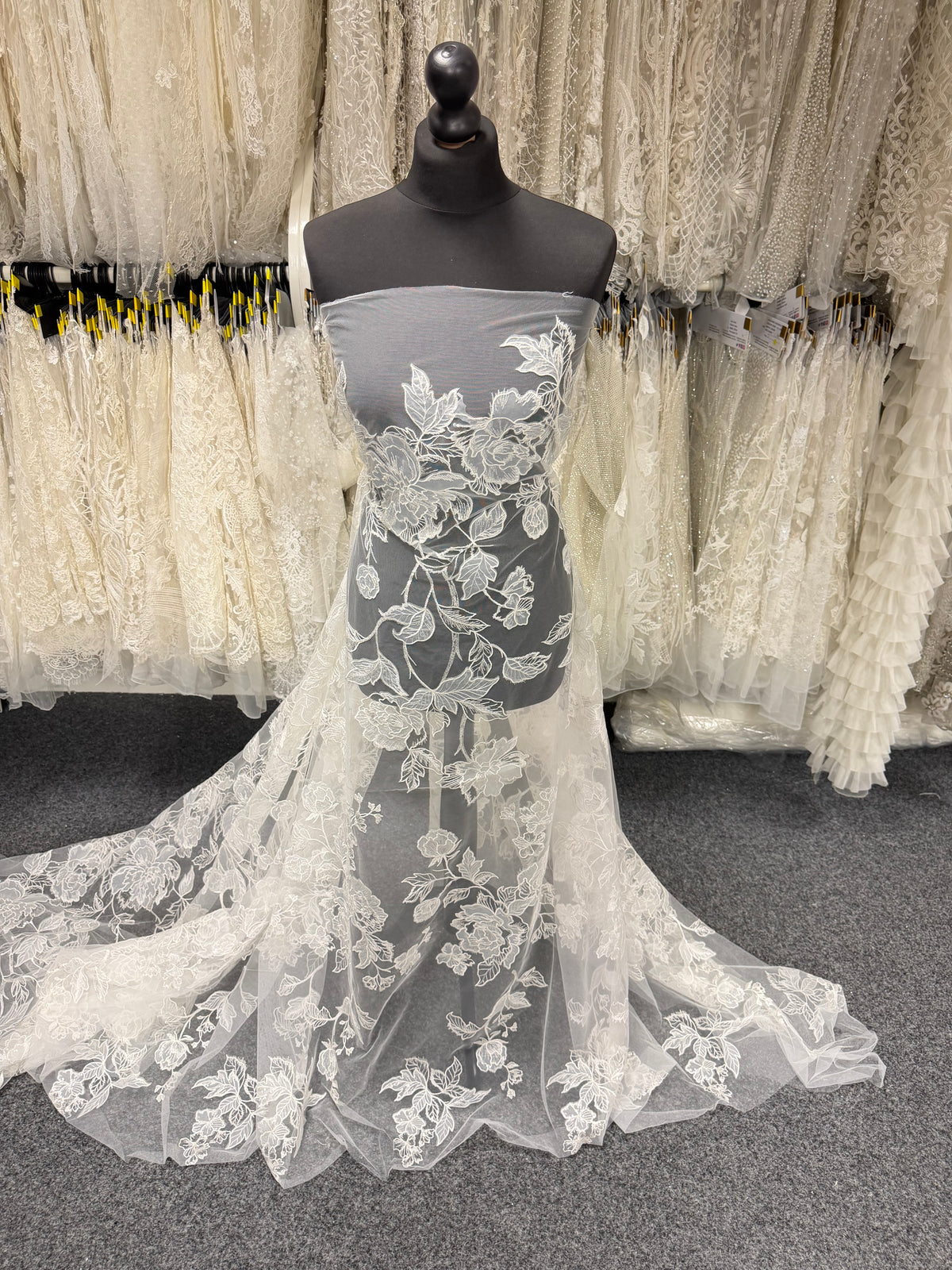 Ivory Sequin Embellished Embroidered Lace - Destry