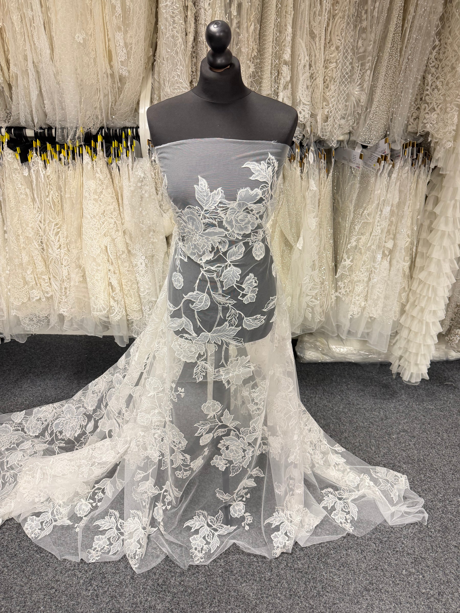 Ivory Sequin Embellished Embroidered Lace - Destry