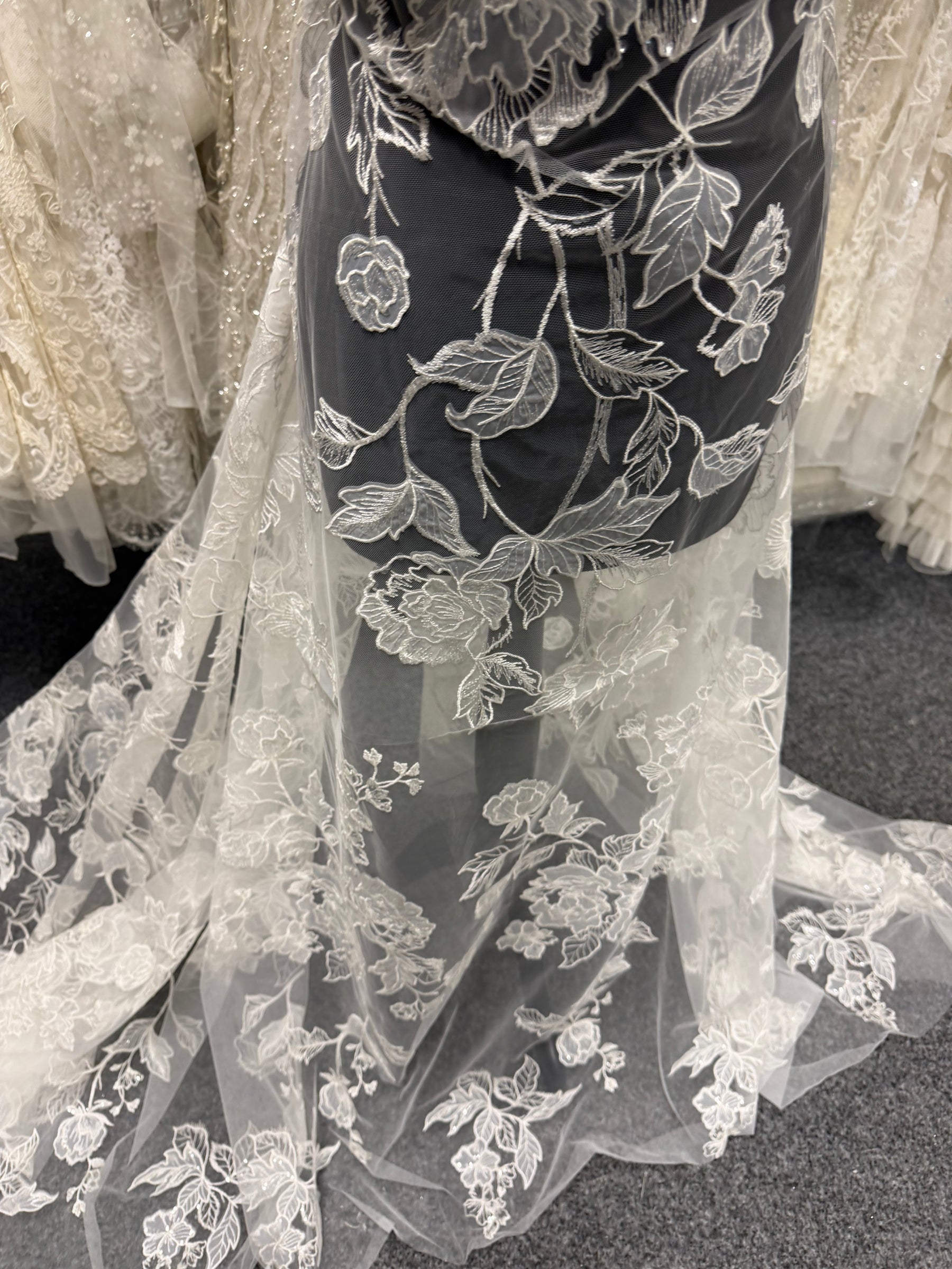 Ivory Sequin Embellished Embroidered Lace - Destry