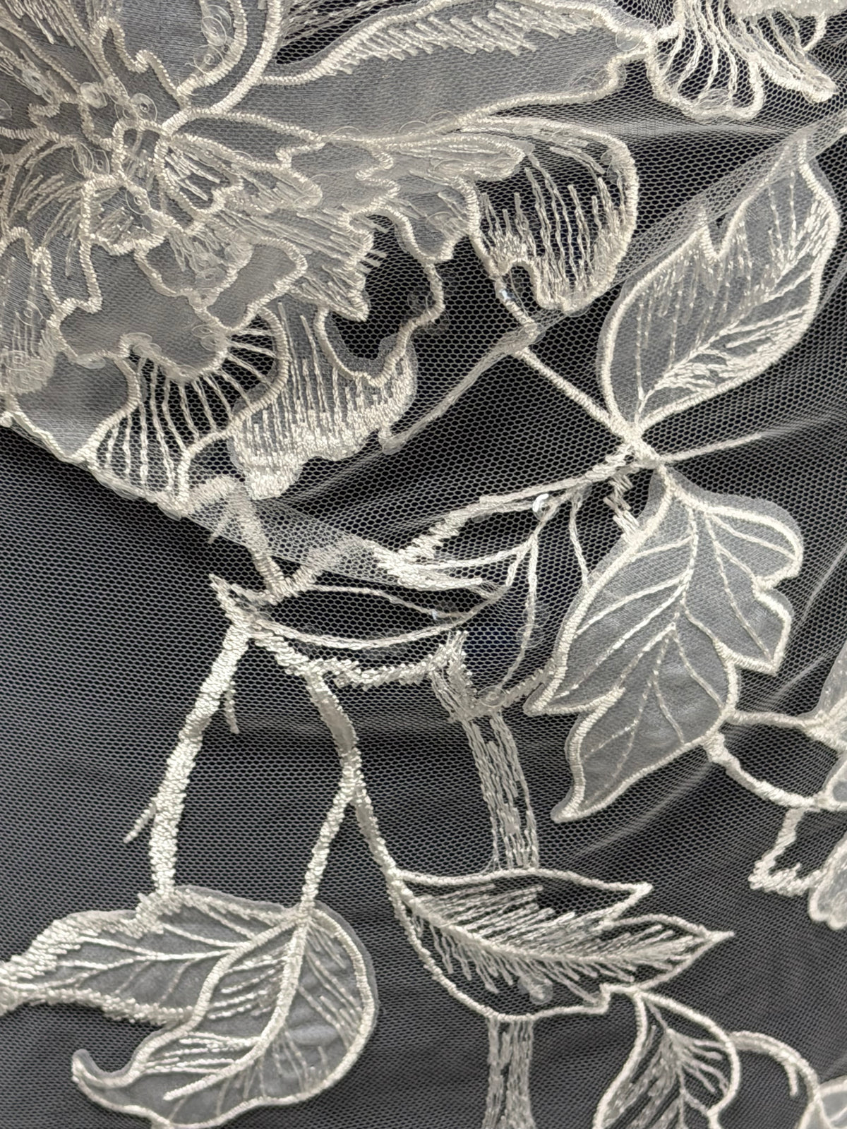 Ivory Sequin Embellished Embroidered Lace - Destry
