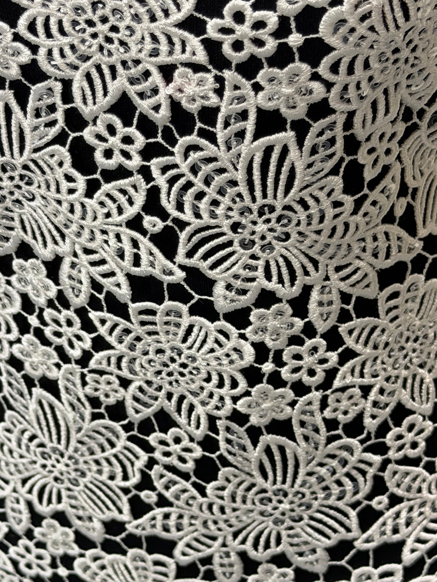 Elfenbein Pailletten Guipure Spitze - P414