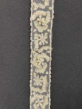 Elfenbein Perlen Spitzenborte - T164