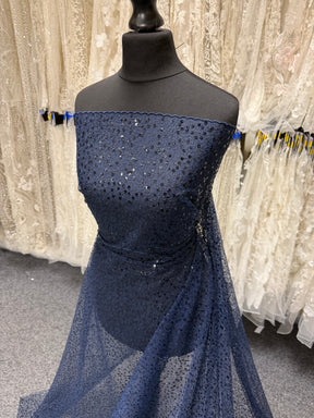 Marineblauer, bestickter Paillettentüll – EB3001