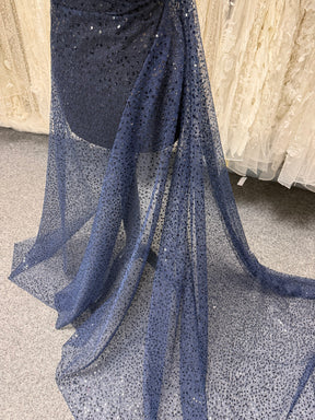 Marineblauer, bestickter Paillettentüll – EB3001