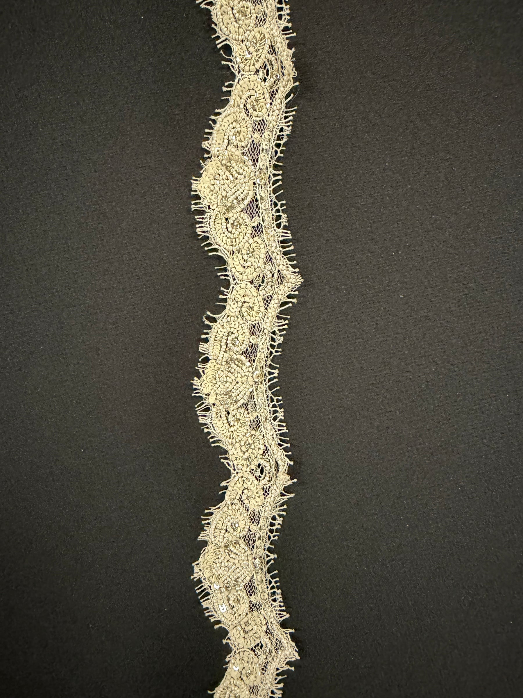 Ivory/Crystal Heavy Beaded Crystal Edging - T174