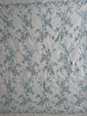 Babyblau bestickter Perlen-Tüll - EB1090