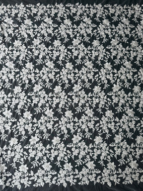 Elfenbein bestickter Perlen-Tüll – EB1083