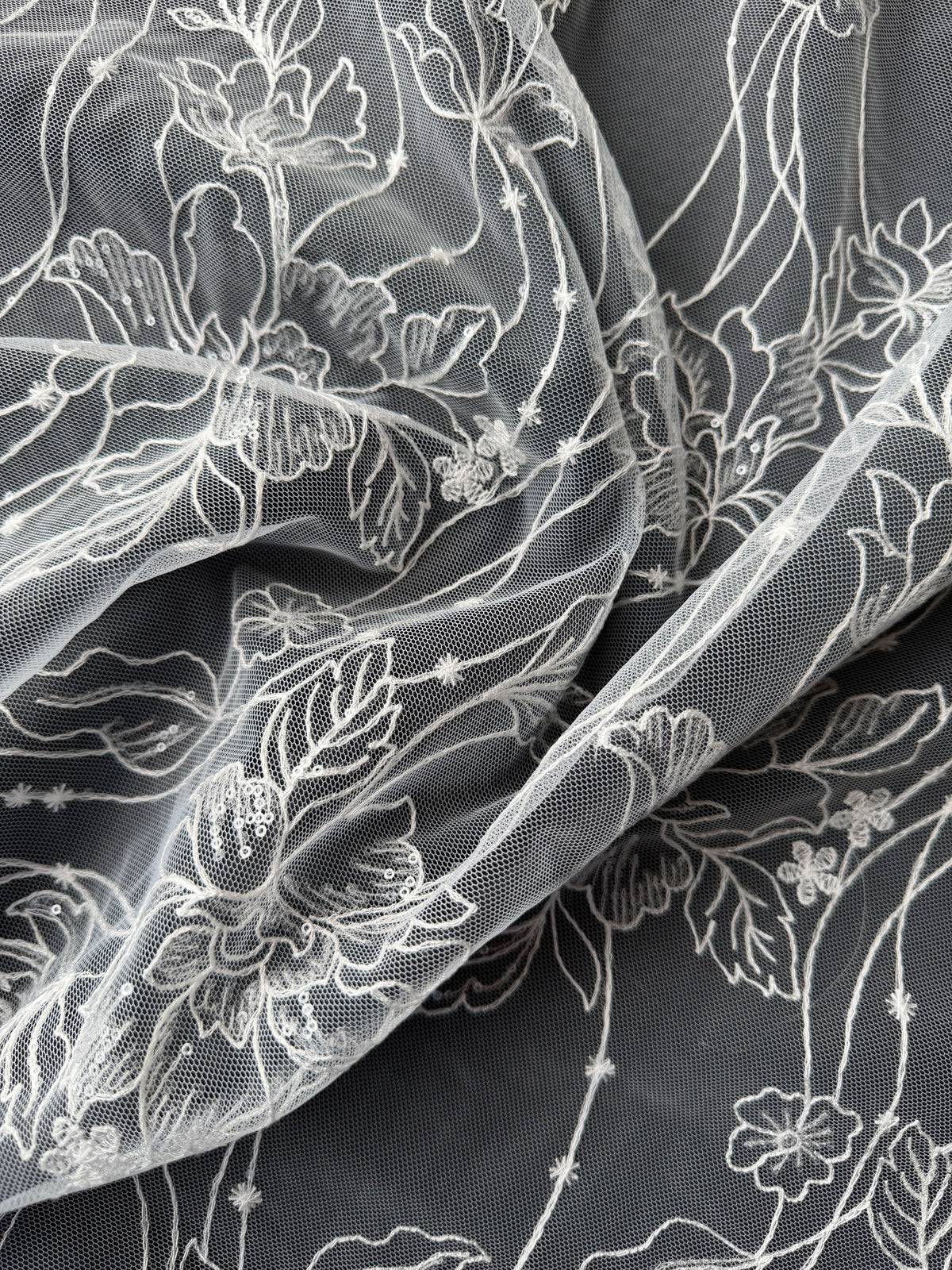 Ivory Sequin Embroidered Lace -  Atley