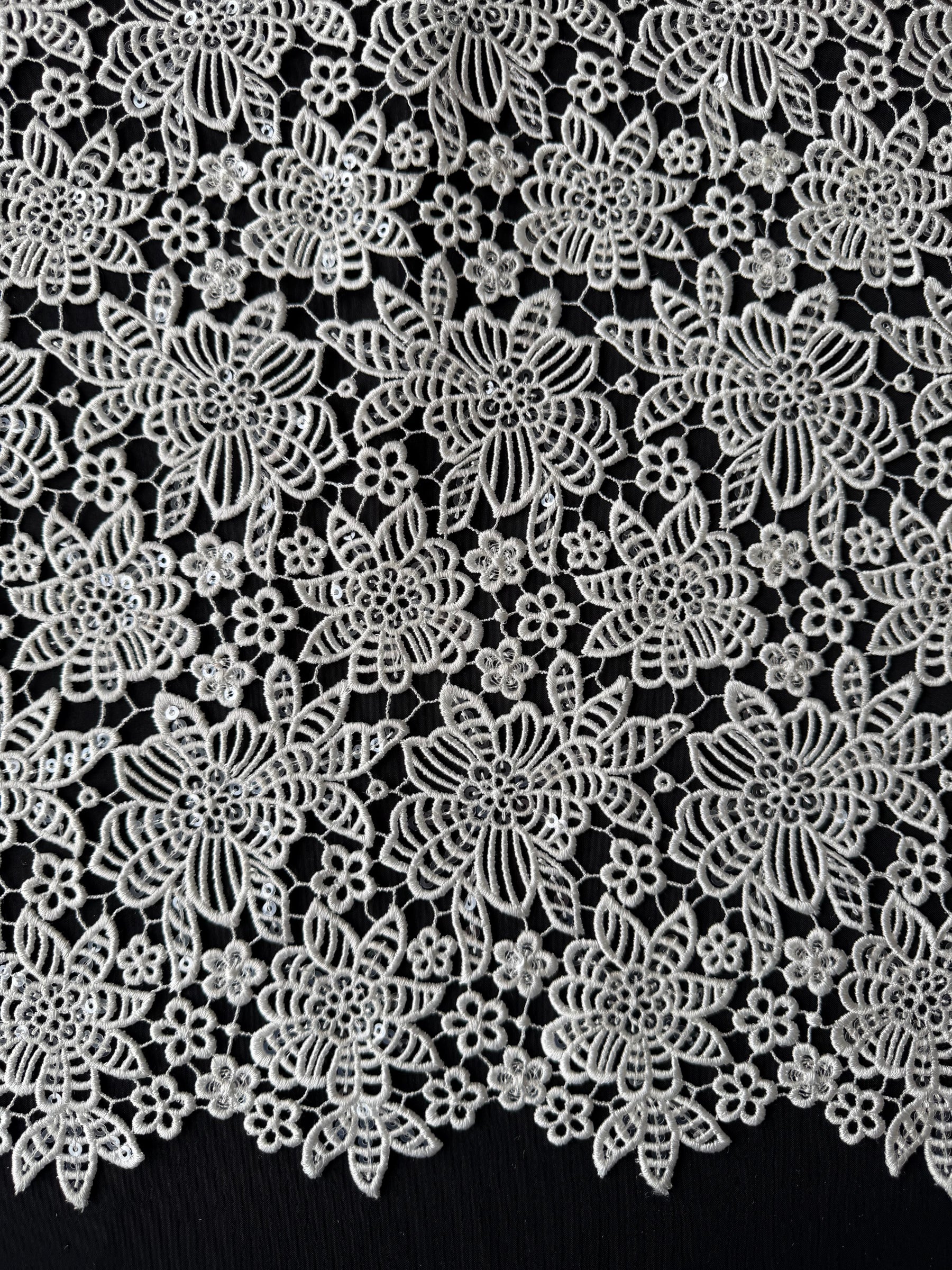 Elfenbein Pailletten Guipure Spitze - P414