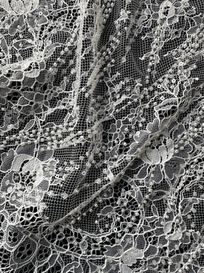 Elfenbeinfarbene Kordel- und Paillettenspitze - Cappie