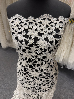 Ivory Beaded Guipure Lace - P394