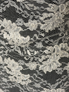 Dark Ivory Beaded Raschel Lace - P395