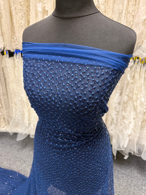 Marineblaue Paillettenstickerei-Spitze - EB3029