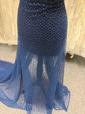 Marineblaue Paillettenstickerei-Spitze - EB3029