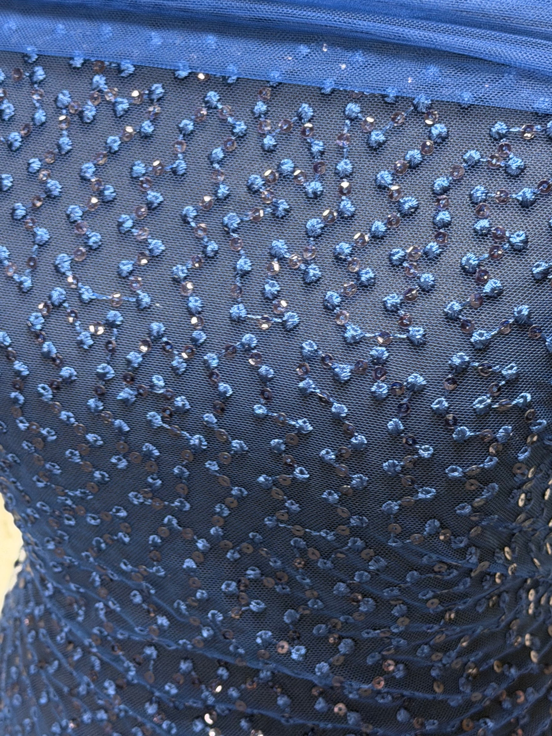 Marineblaue Paillettenstickerei-Spitze - EB3029