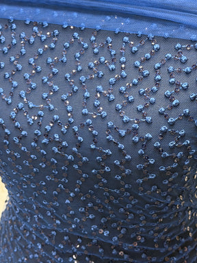 Marineblaue Paillettenstickerei-Spitze - EB3029