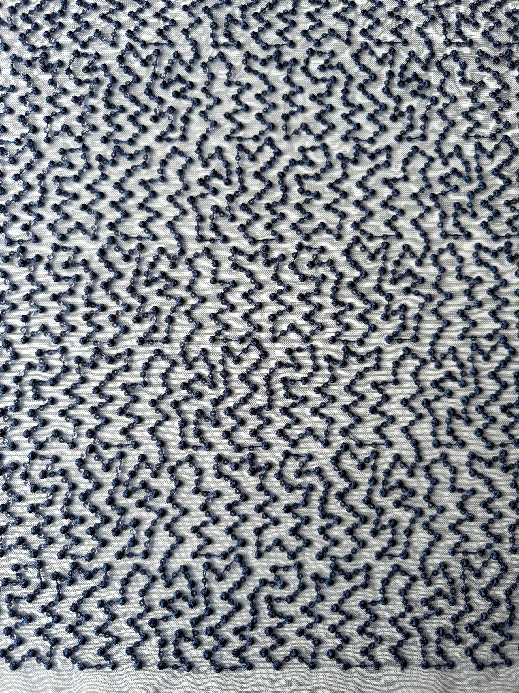 Marineblaue Paillettenstickerei-Spitze - EB3029