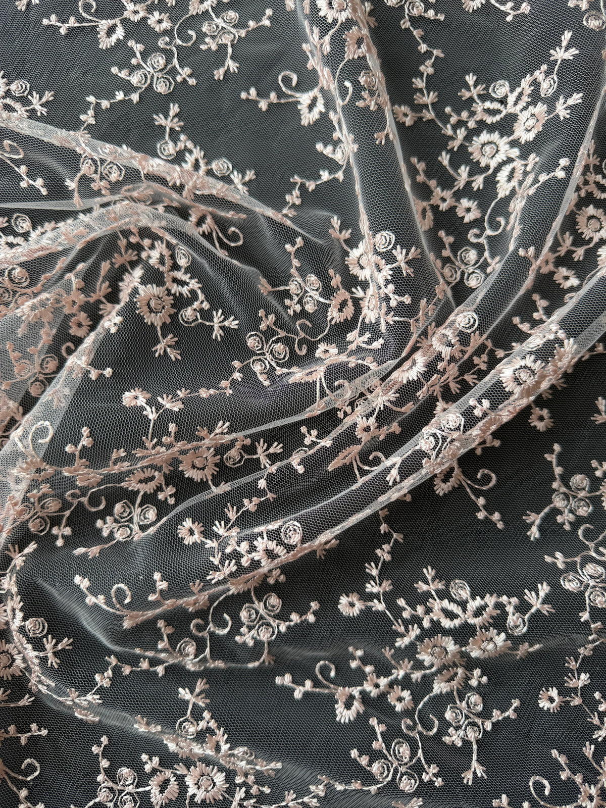 Antique Rose Embroidered Lace - P615