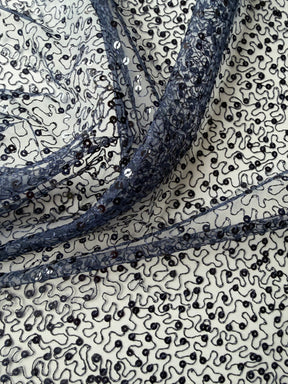 Marineblauer, bestickter Paillettentüll – EB3001