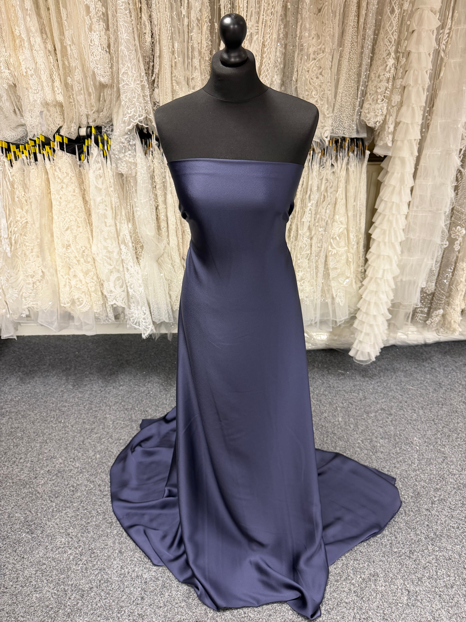 Marineblaues Polyester-Satin-Crepe-Gewebe – Nostalgisch (CF)